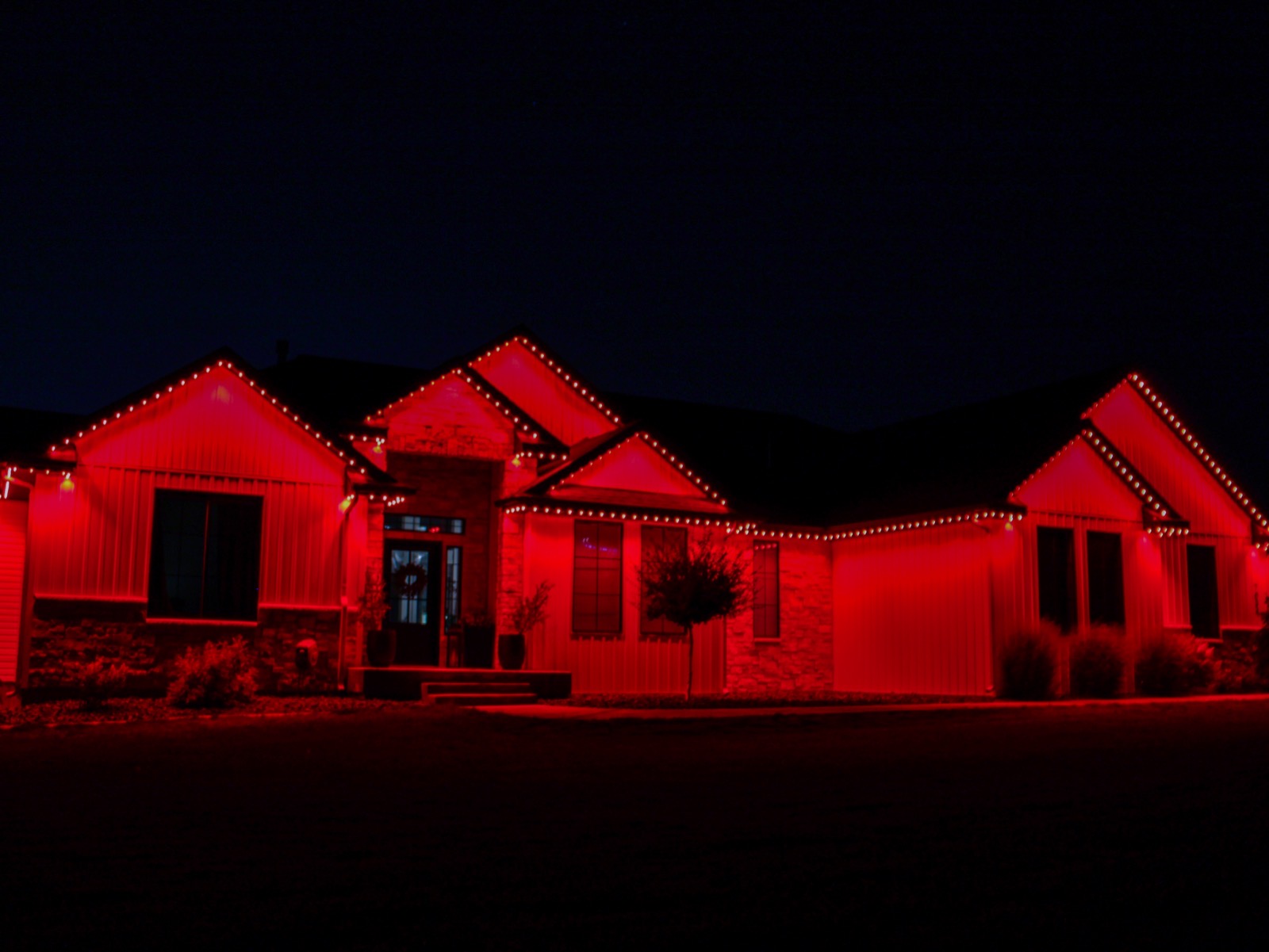 Home glowing solid red for game night